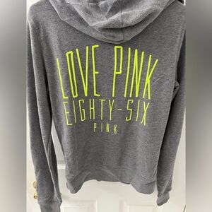 PINK Victoria’s Secret Gray & Neon Yellow Hoodie